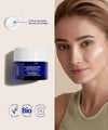 Application of IUM Paris Redensifying Youth Cream, an illuminating and protective organic skin care product with trace elements.