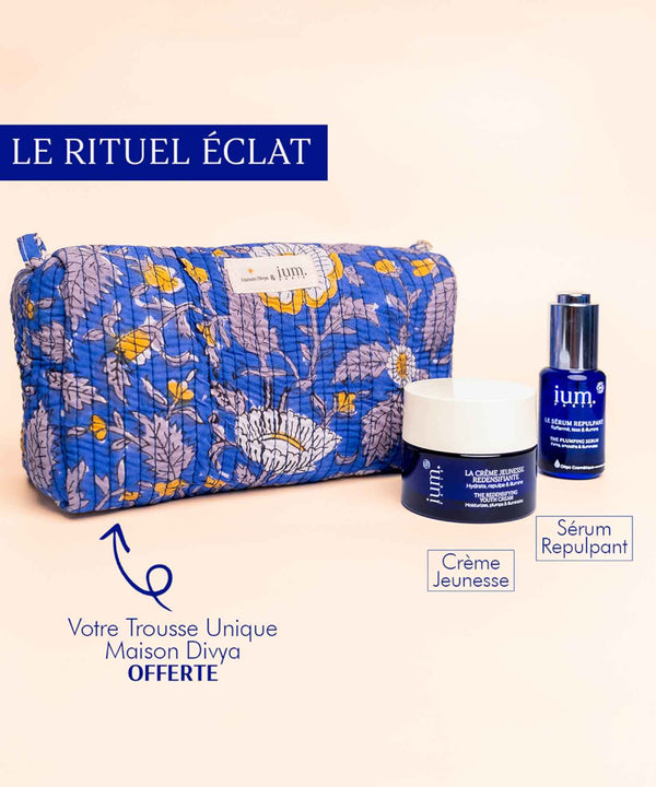 Rituel Éclat IUM with Crème Jeunesse, Repulpant Serum and free Maison Divya kit - natural radiance organic facial care.