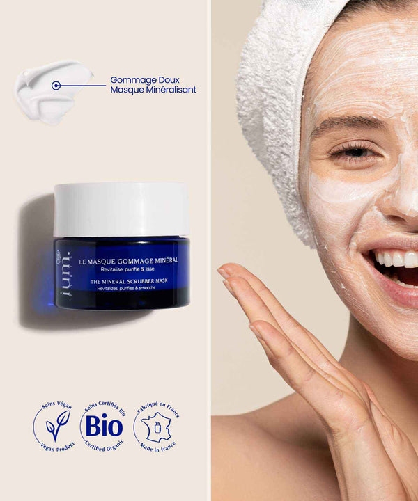 IUM Paris Mineral Scrub Mask: tratamiento facial orgánico con silicio, purifica suavemente, alisa y revitaliza la piel.