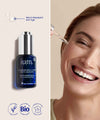 Applicazione di IUM Paris Repulpant Serum, un trattamento biologico anti-età con potassio per una pelle levigata e rivitalizzata.